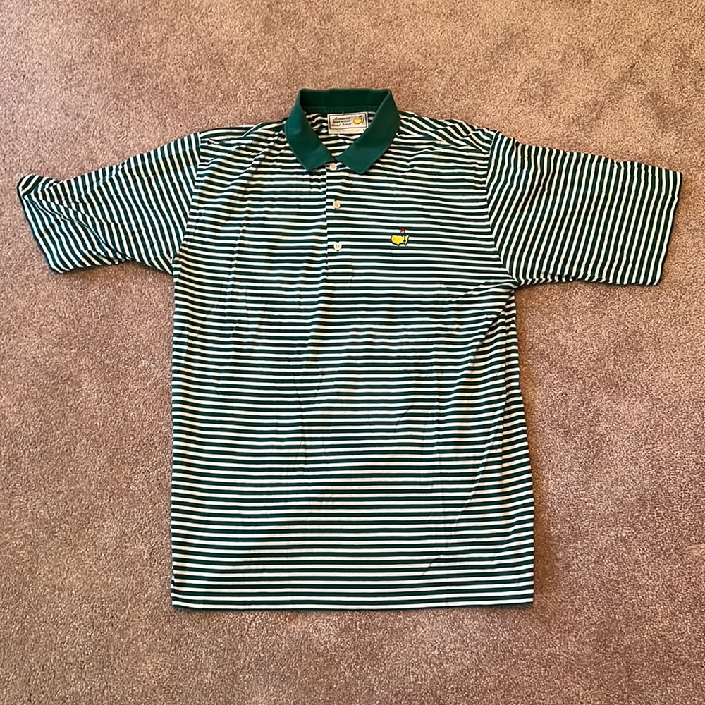 Augusta National Golf Shop Masters Green White Stripe Polo Medium